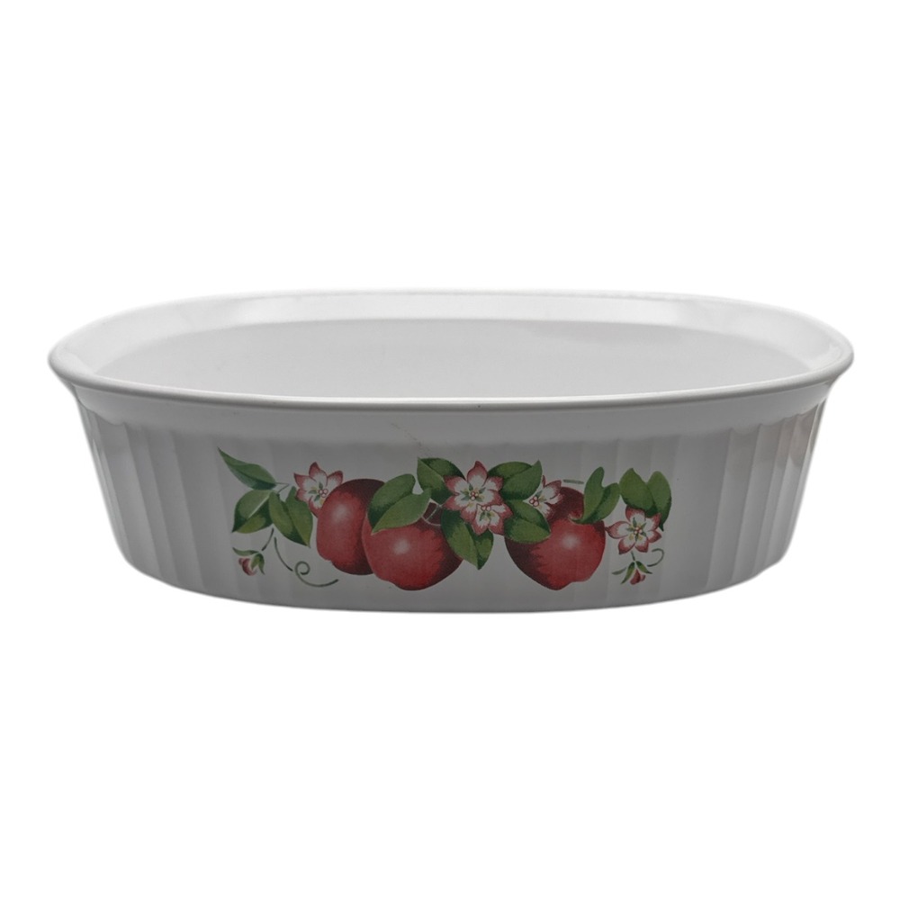 Corning Ware French White Red Apple 1.8 L Oval Casserole F-12-B No Lid